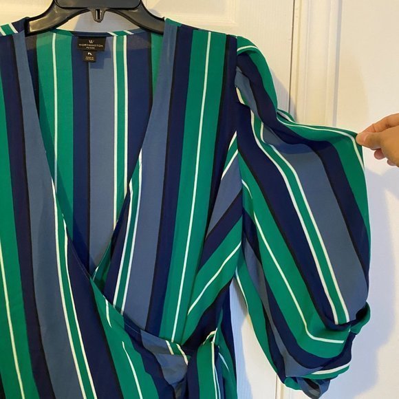 Worthington WRAP STRIPES BLOUSE WOMEN SIZE PL - Picture 5 of 6